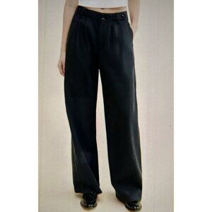 MADEWELL The Harlow Wide-Leg Lightweight Twill Pants Black Women’s Size 2P